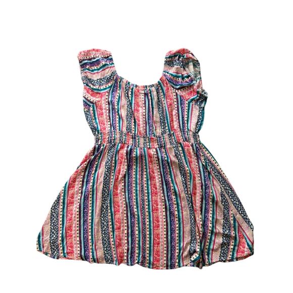 Mini Lenny Smocked Off-Shoulder Dress- vertical stripes Torrid Size 3 floral - Picture 1 of 8